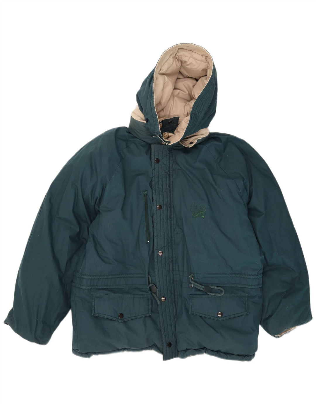 BRUGI Giacca imbottita reversibile da uomo con cappuccio IT 50 Large Verde Poliestere