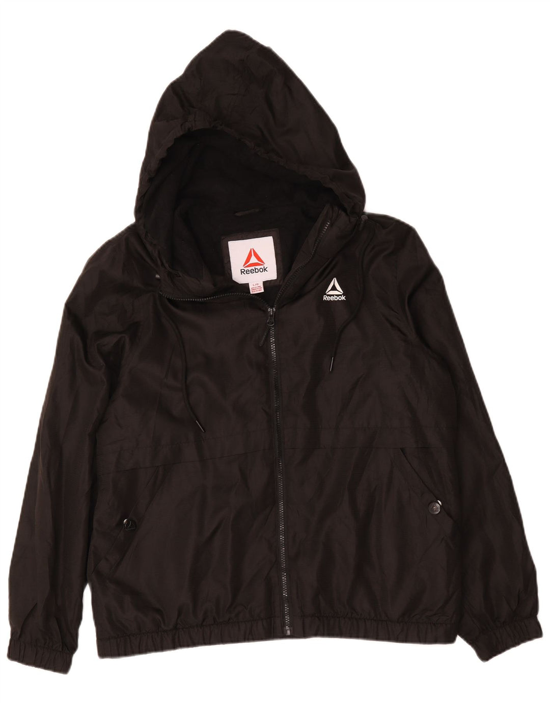 Giubbotto bomber con cappuccio da uomo Reebok UK 40 grande poliestere nero