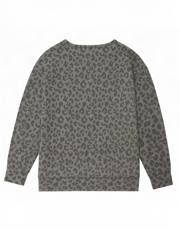 John Lewis Womens Sweatshirt Jumper UK 14 Medium Grey Animal Print