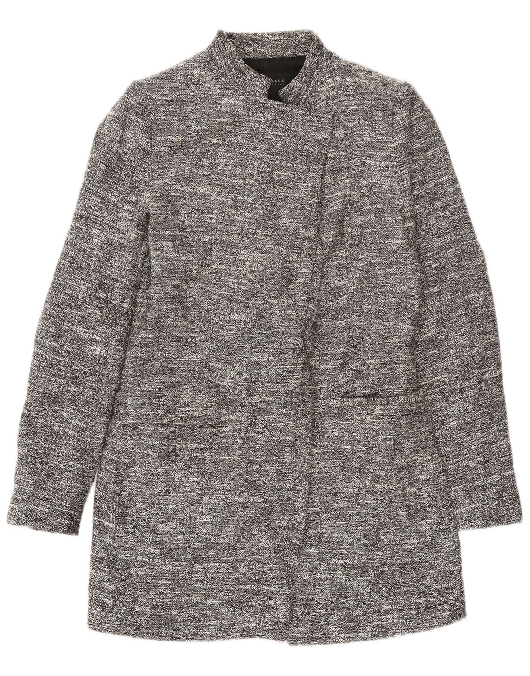 Giacca blazer lunga da donna Zara UK 12 Acetato chiazzato grigio medio