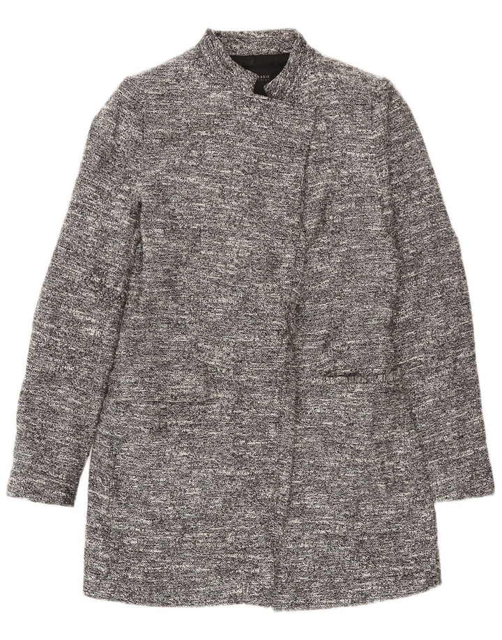 Giacca blazer lunga da donna Zara UK 12 Acetato chiazzato grigio medio