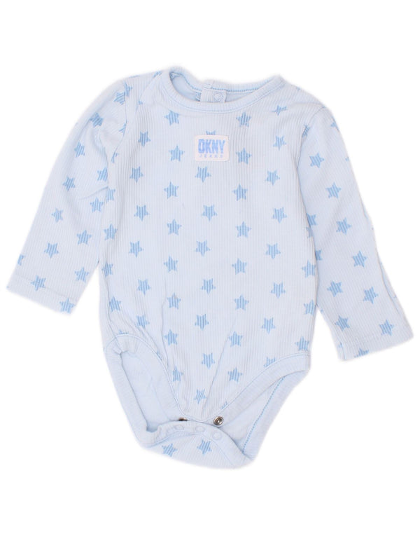 Body Dkny per neonato a maniche lunghe 6-9 mesi in cotone geometrico blu