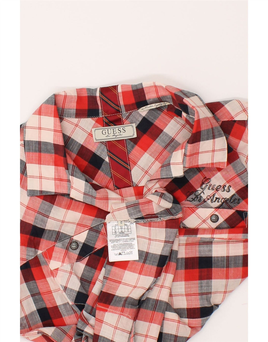 GUESS Womens Graphic Shirt UK 10 Small Red Check Cotton Vintage Guess and Second-Hand Guess from Messina Hembry 