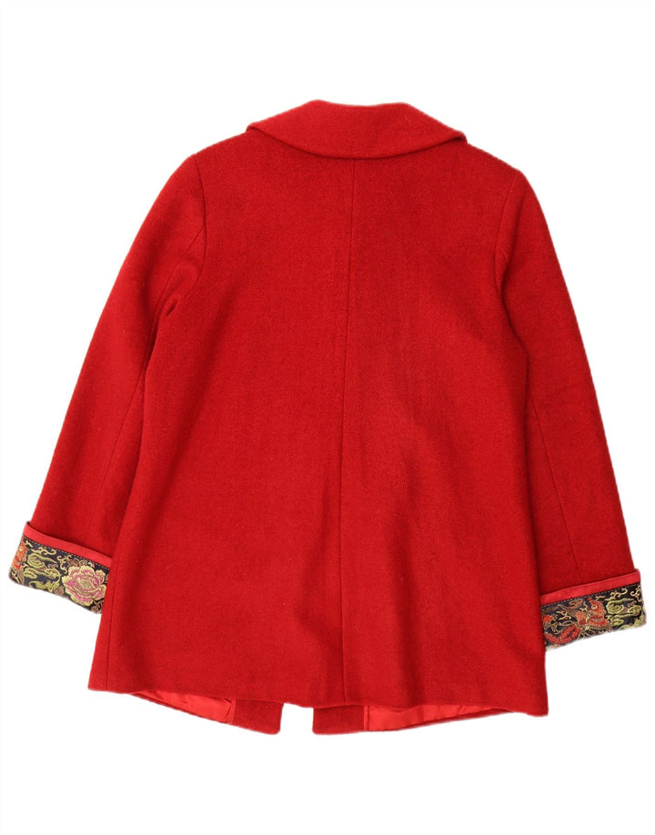 Soprabito vintage da donna UK 14 medio rosso Paisley