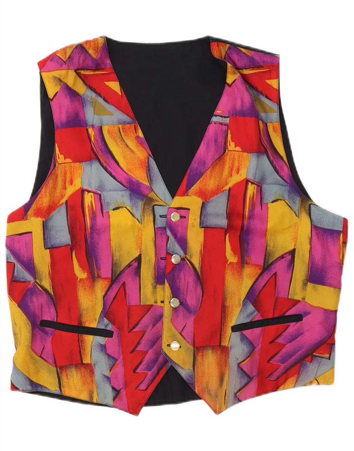 Gilet reversibile vintage da uomo medio multicolore geometrico
