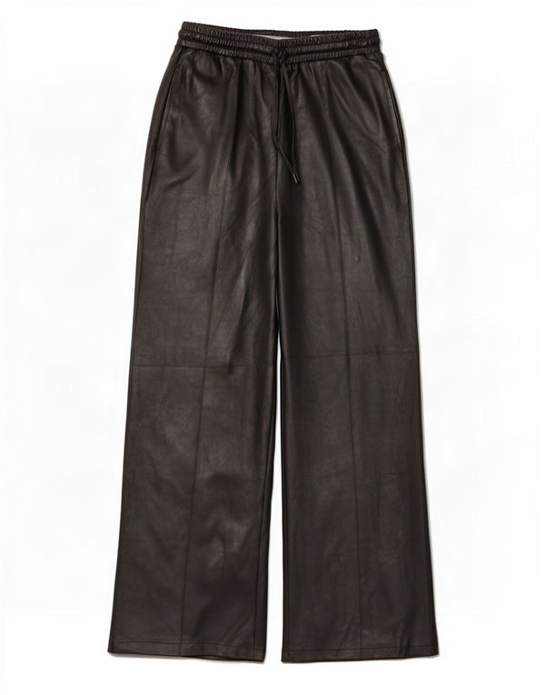 Topshop Womens Loose Fit Faux Leather Trousers UK 8 Small W26 L29 Black