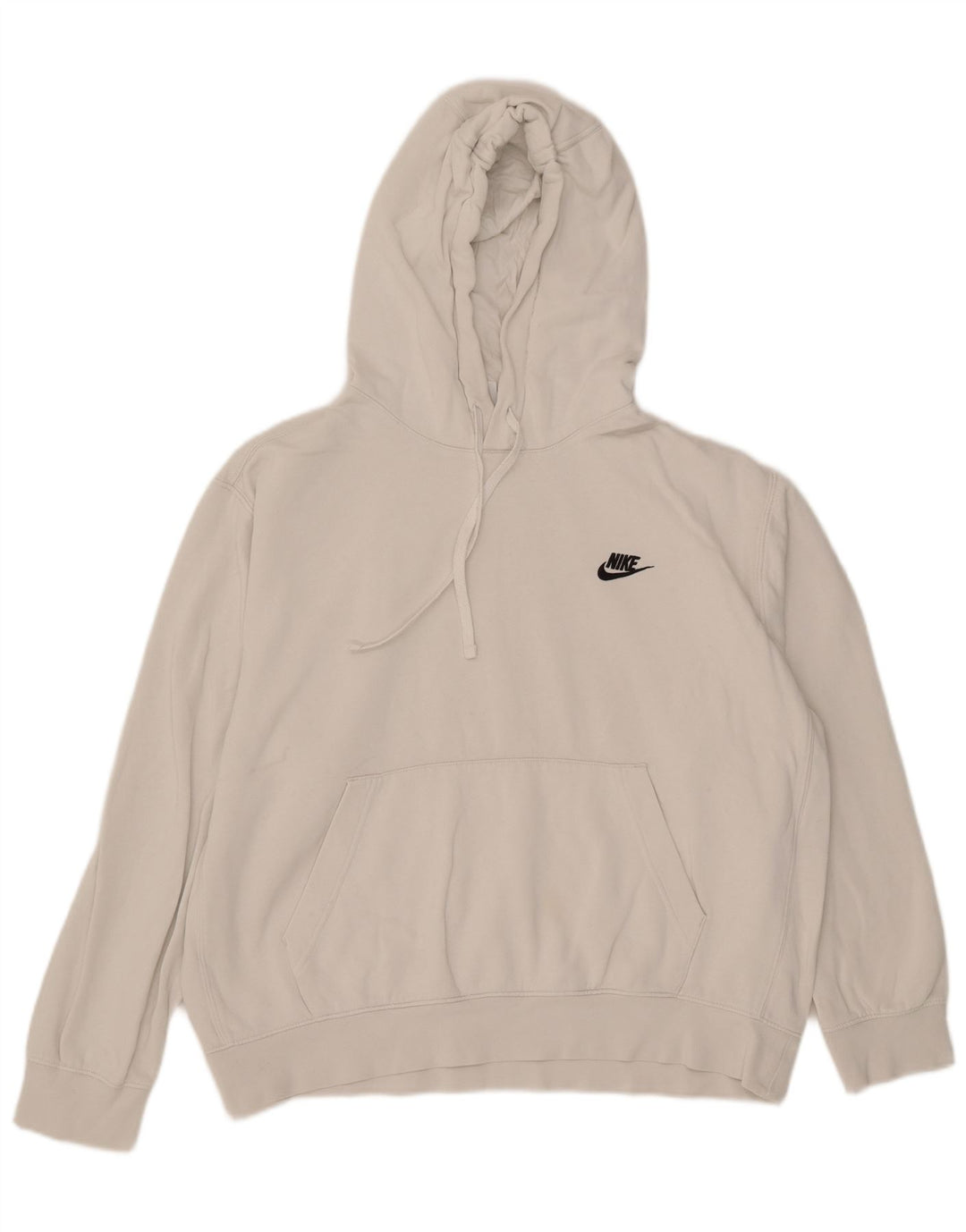 NIKE Womens Oversized Hoodie Jumper UK 16 Large White Cotton