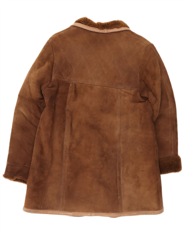 Cappotto in shearling vintage da donna UK 12 Marrone medio