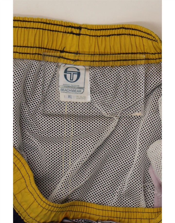 Pantaloncini da bagno da uomo Sergio Tacchini XL blu navy color block in poliammide
