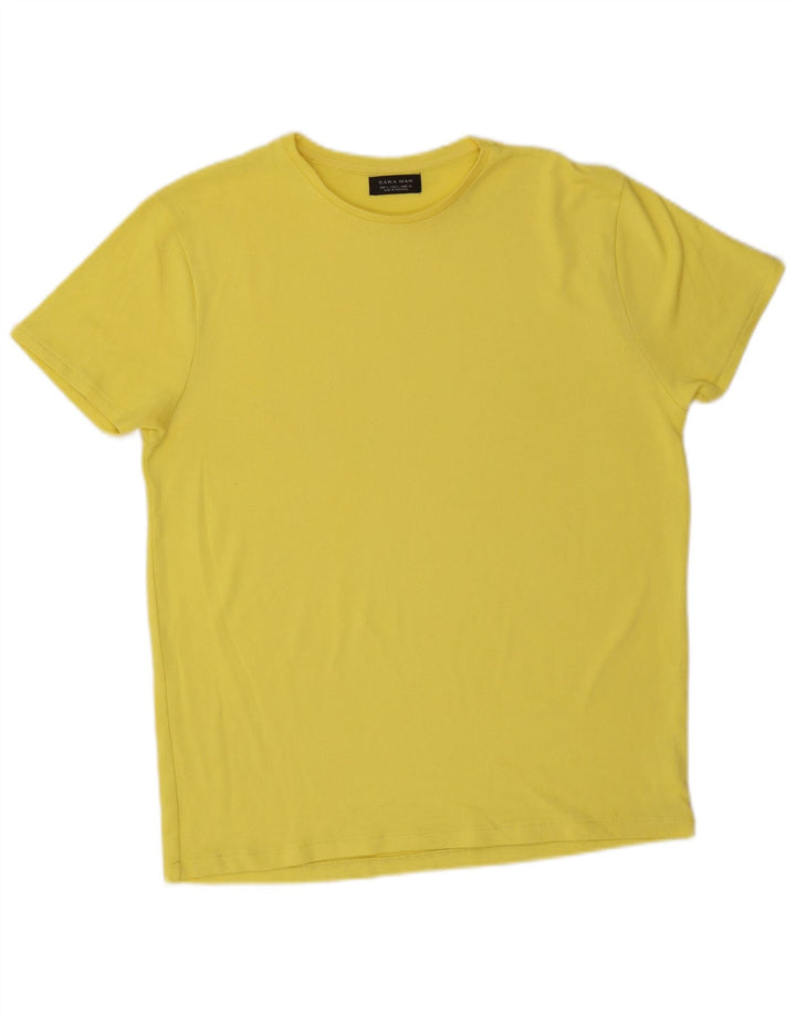 T-shirt da uomo Zara Top Large in poliestere giallo