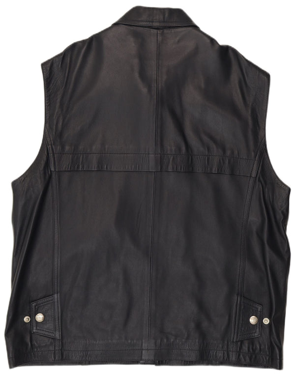 Gilet in pelle da uomo vintage UK 42 XL in pelle blu navy