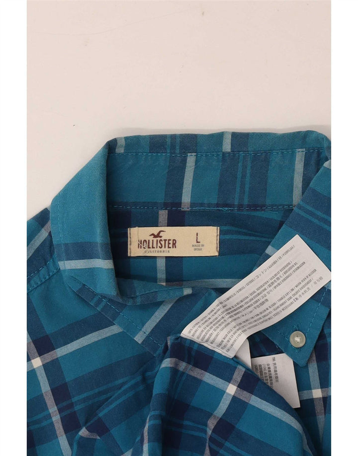Camicia Hollister da uomo in cotone scozzese grande blu