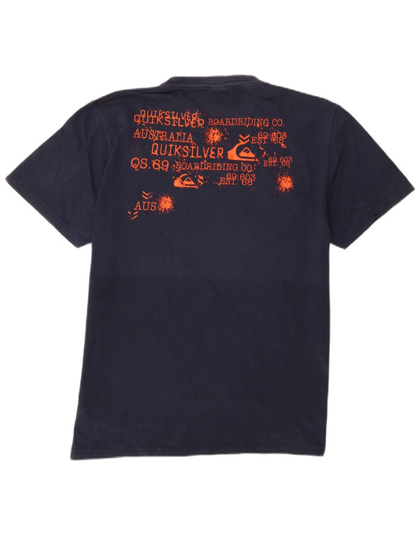 T-shirt grafica da uomo Quiksilver Top XL in cotone blu navy