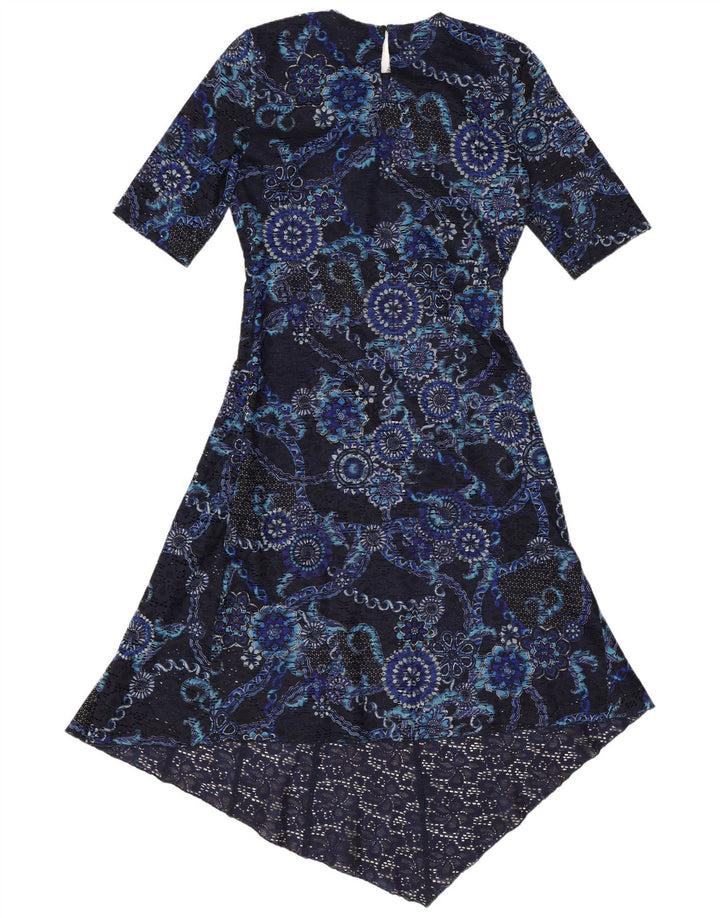 Abito asimmetrico in pizzo da donna Desigual UK 12 medio blu navy floreale