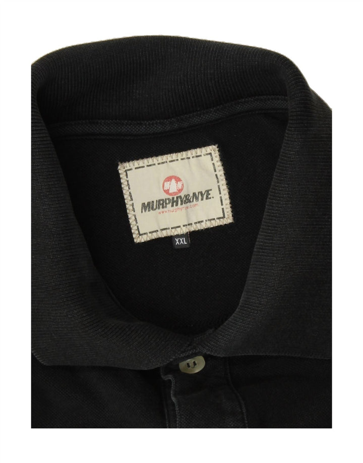 MURPHY & NYE Mens Polo Shirt 2XL Black Cotton