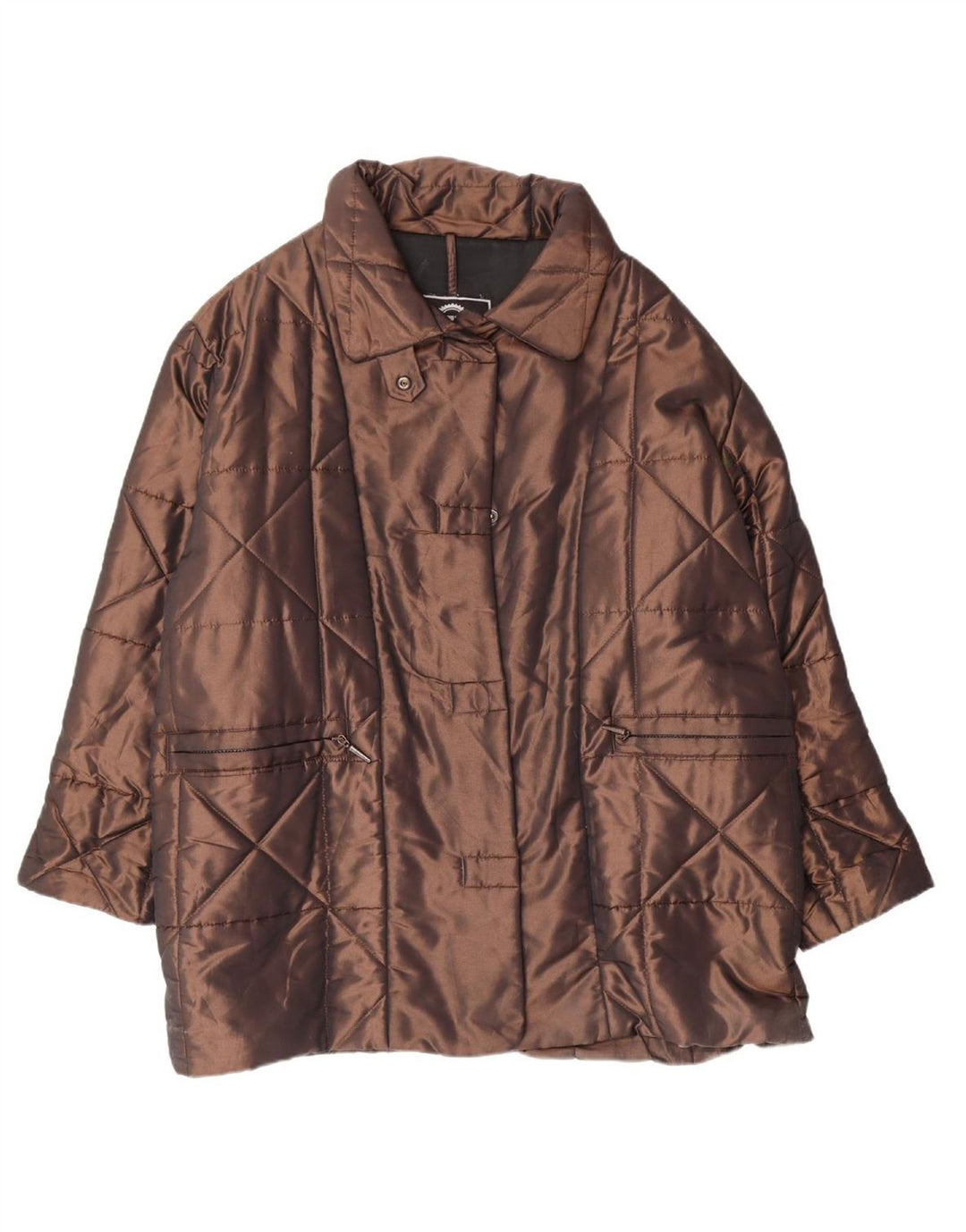 VINTAGE Womens Padded Coat UK 18 XL Brown