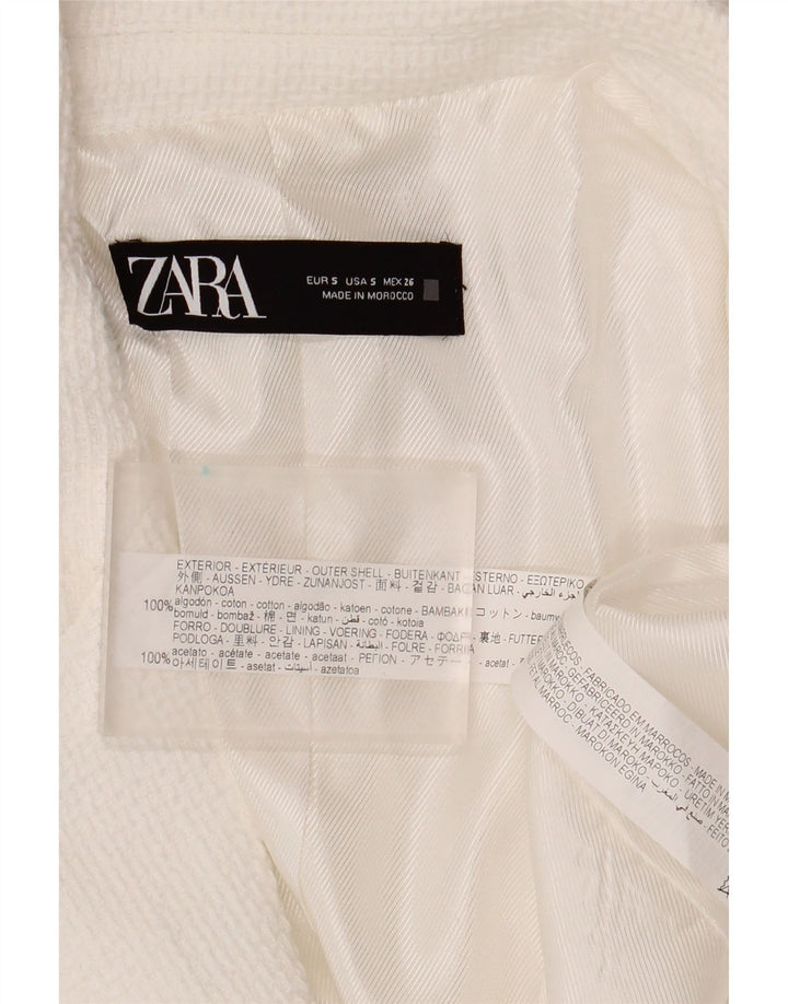 Giacca blazer doppiopetto da donna Zara UK 10 piccola in cotone bianco