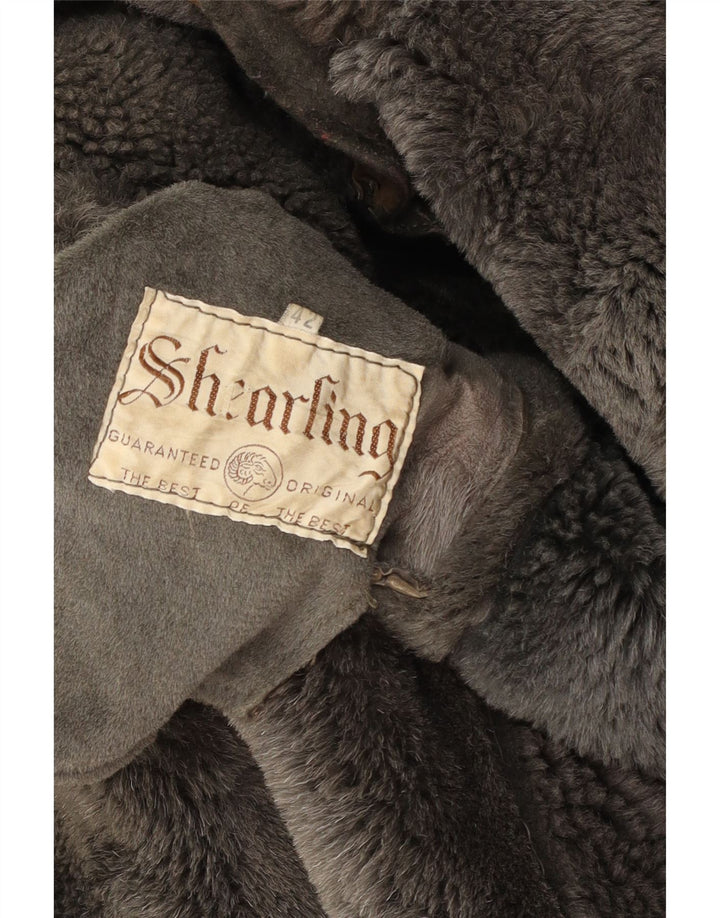 Cappotto in shearling vintage da donna IT 42 Shearling grigio medio