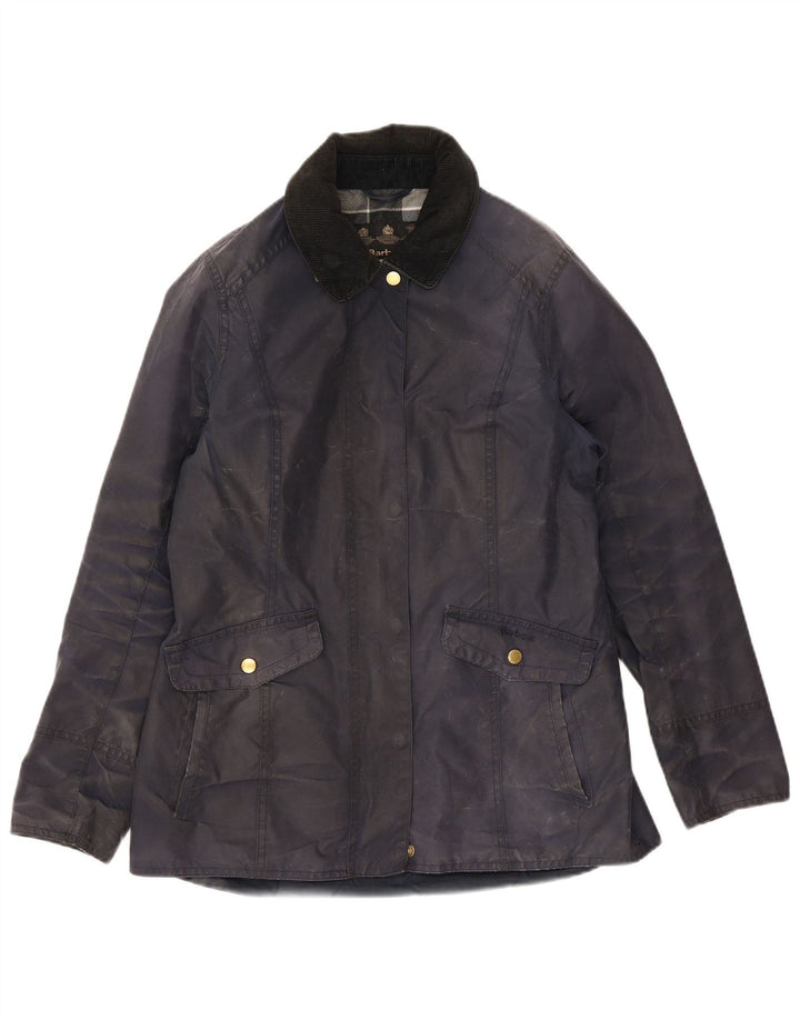 Giacca in cotone cerato da donna Barbour UK 10 Small Cotone blu navy