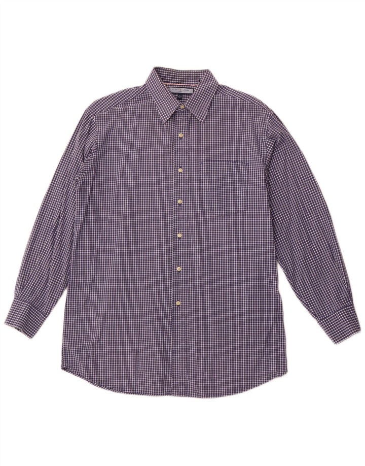 TOMMY HILFIGER Camicia a quadri da uomo taglia 15 1/2 cotone medio blu navy