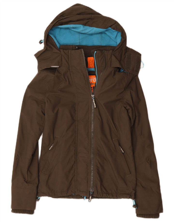 Giacca a vento con cappuccio da donna Superdry UK 2 2XS Poliestere kaki
