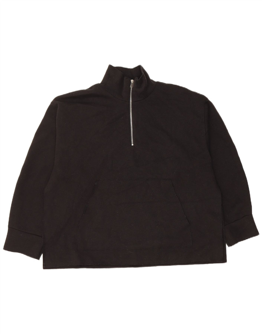 Maglione maglione oversize con zip e collo da donna Zara UK 14 poliestere nero medio