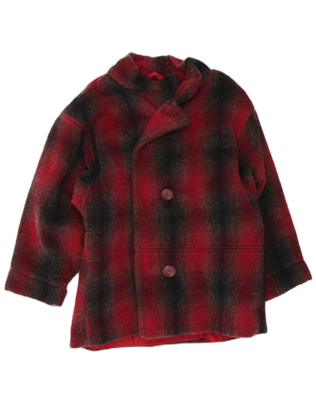 Soprabito da donna VINTAGE UK 16 grande quadretto rosso