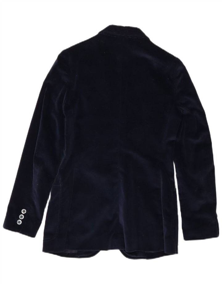 Giacca blazer vintage da donna in velluto a 2 bottoni IT 42 blu navy medio
