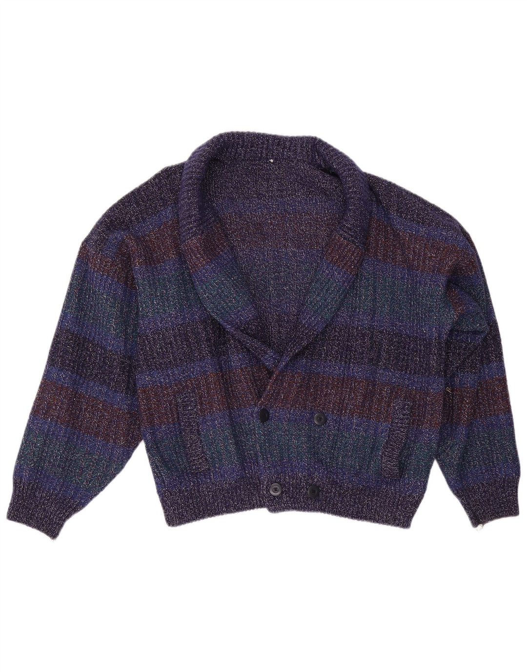 Maglione cardigan da uomo vintage IT 52 grande lana screziata multicolore