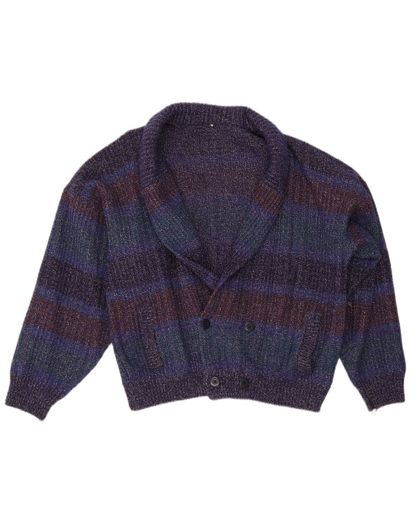 Maglione cardigan da uomo vintage IT 52 grande lana screziata multicolore