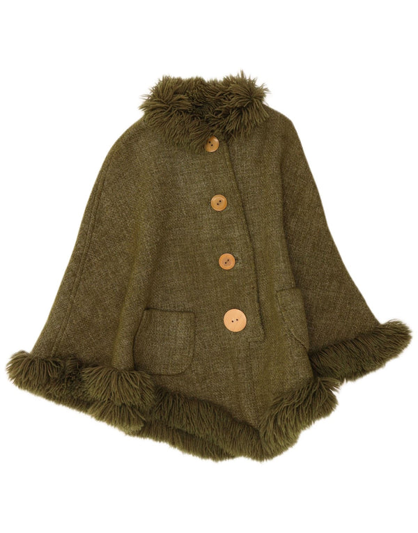 Cappotto poncho vintage da donna taglia unica color kaki