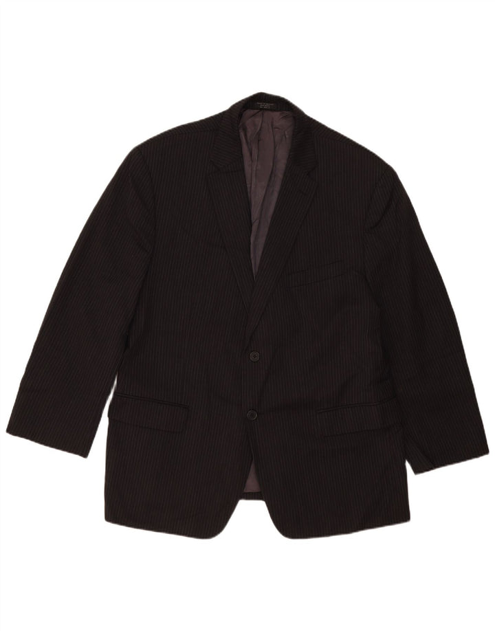 Giacca blazer da uomo a 2 bottoni Tommy Hilfiger UK 40 grande lana gessata nera