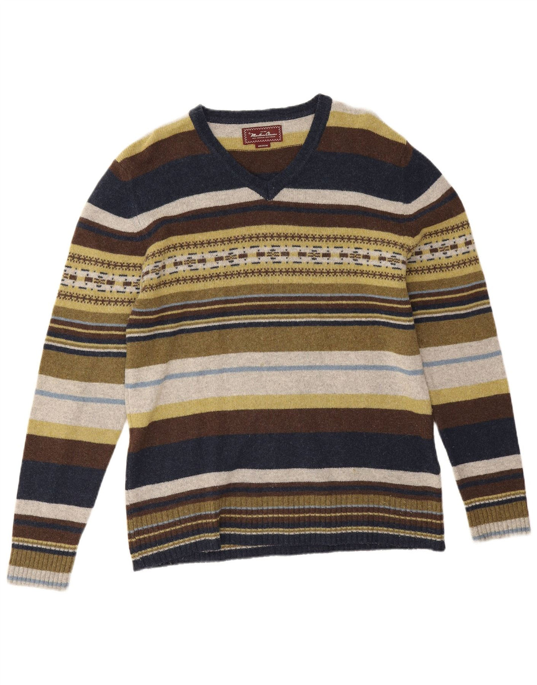 Maglione Marlboro Classics Uomo a V Taglia Media Multicolore a Righe