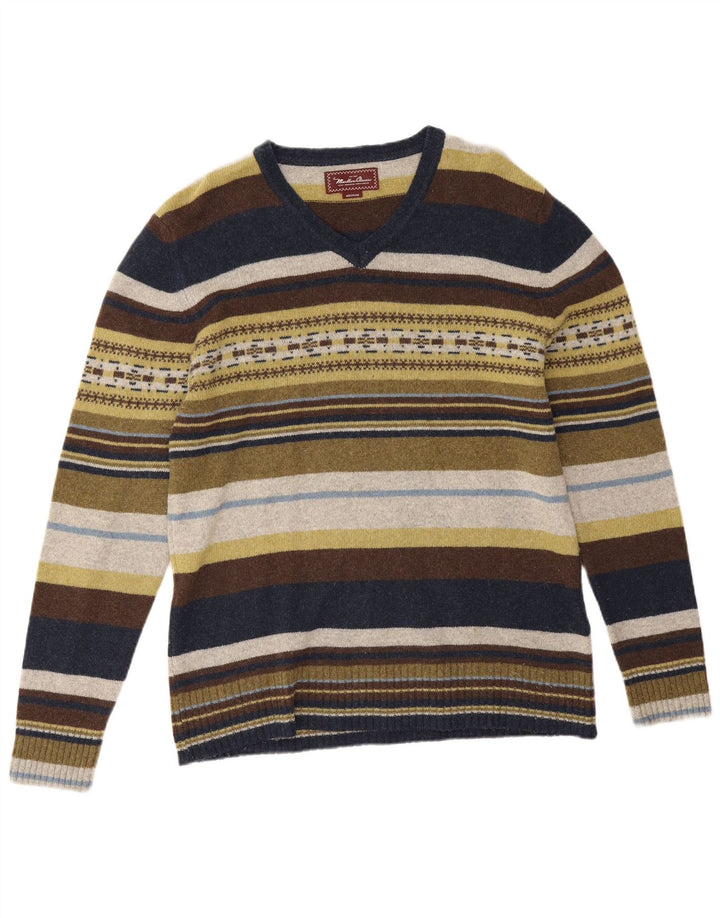 Maglione Marlboro Classics Uomo a V Taglia Media Multicolore a Righe