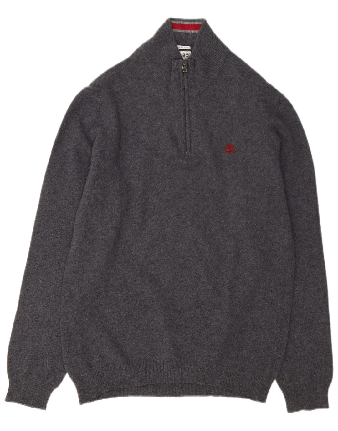 Timberland Maglione da uomo con zip sul collo, grande lana merino grigia