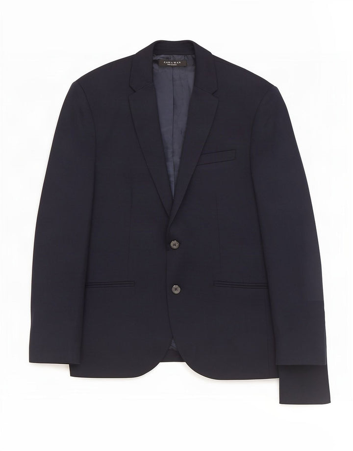 Giacca blazer da uomo a 2 bottoni Zara UK 38 poliestere blu navy medio