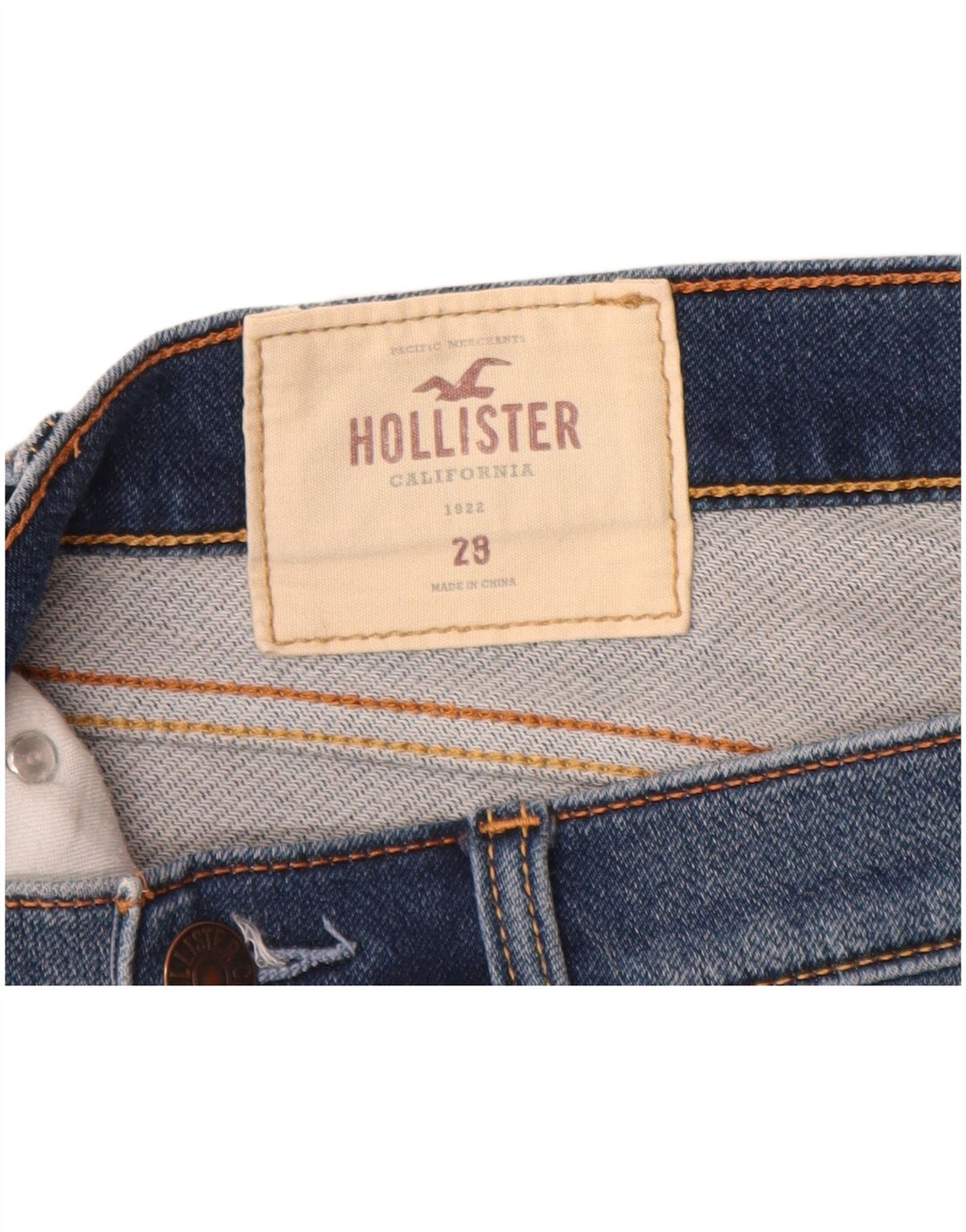 Pantaloncini di jeans da uomo HOLLISTER W28 cotone blu medio