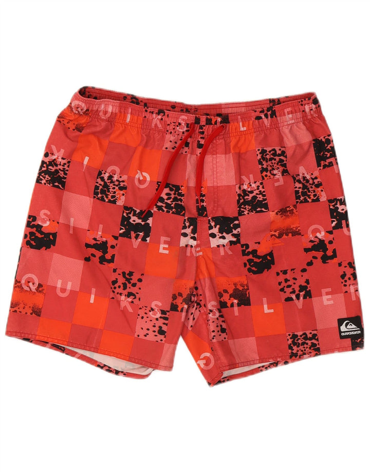 QUIKSILVER Mens Graphic Swimming Shorts Medium Red Geometric