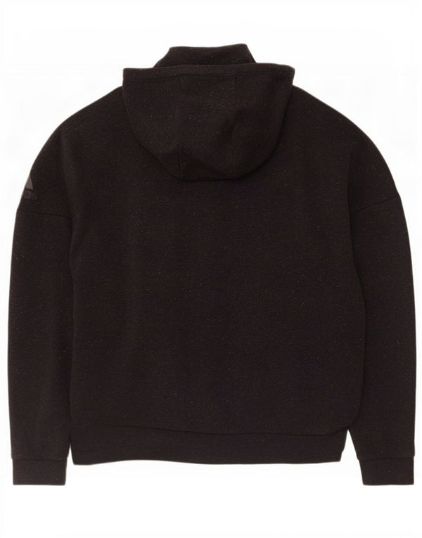 Maglione con cappuccio e zip Adidas da uomo grigio medio chiazzato