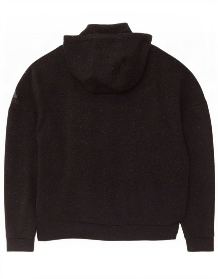 Maglione con cappuccio e zip Adidas da uomo grigio medio chiazzato