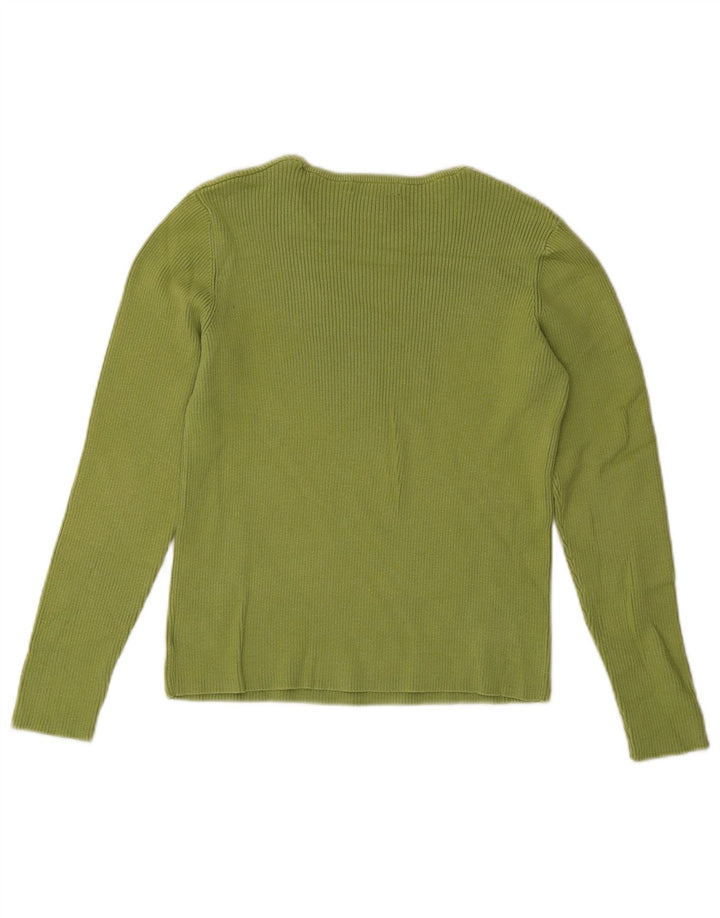 Eddie Bauer Top corto da donna a maniche lunghe UK 12 Cotone verde medio