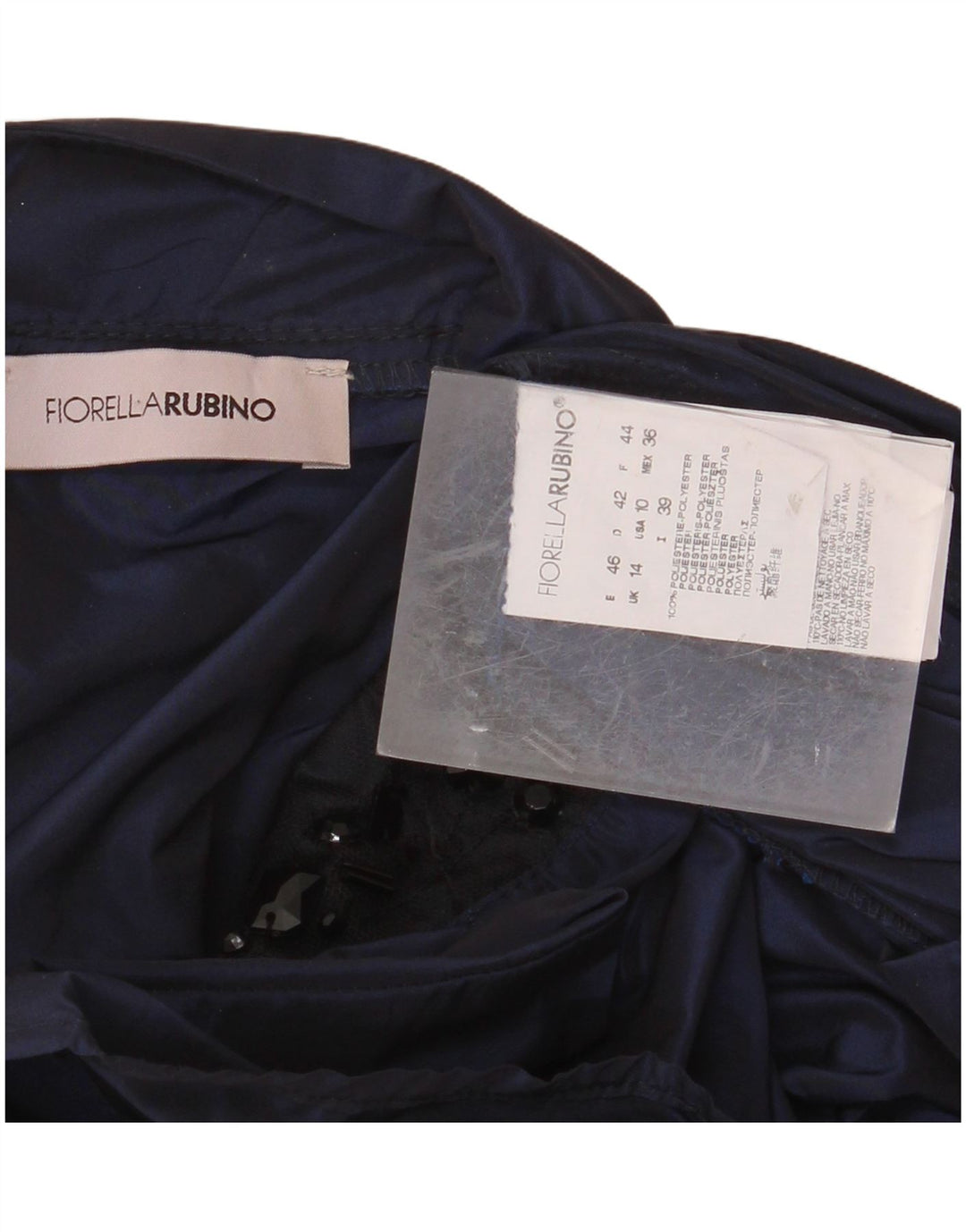 FIORELLA RUBINO Abito a trapezio da donna UK 14 Grande poliestere blu navy