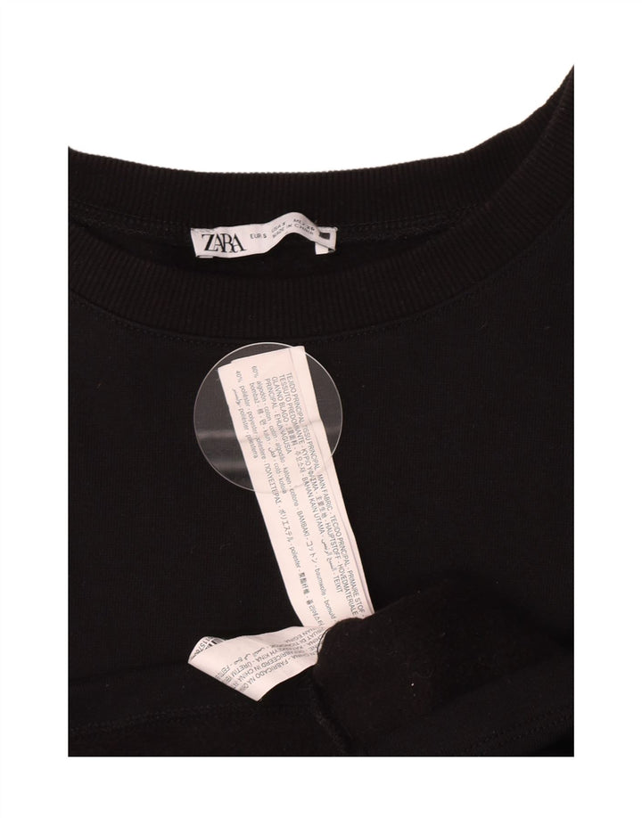 Top corto da donna Zara a maniche lunghe UK 10 piccolo cotone nero