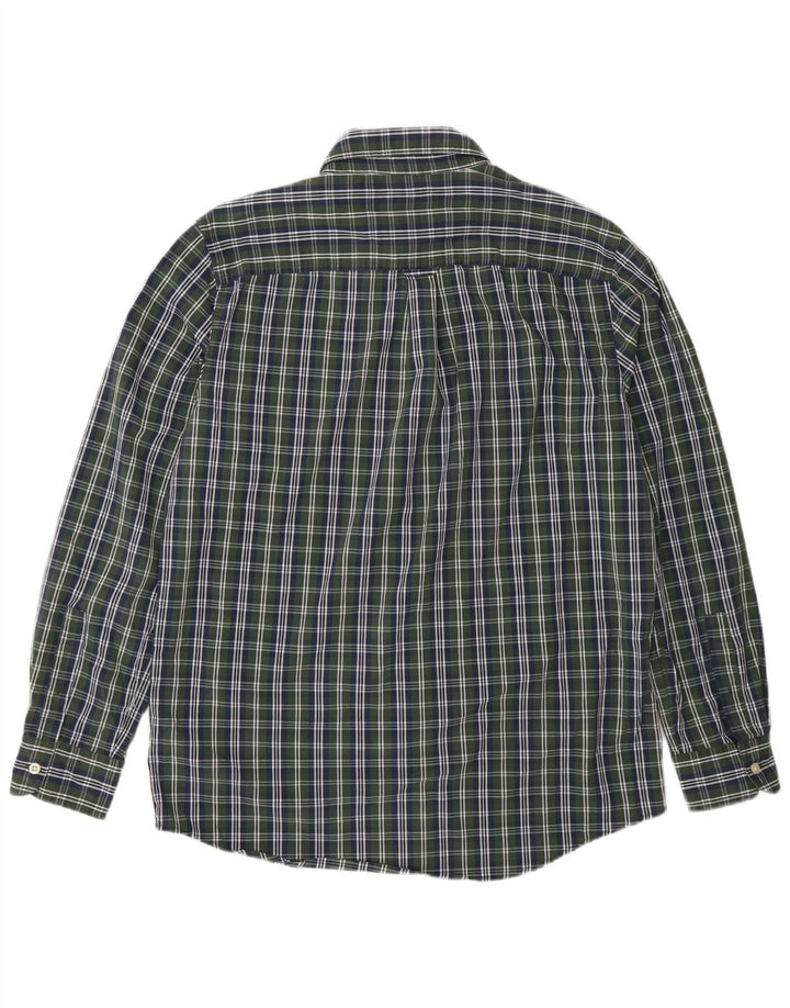 Chaps Camicia da uomo Easy Care in cotone a quadri verde medio