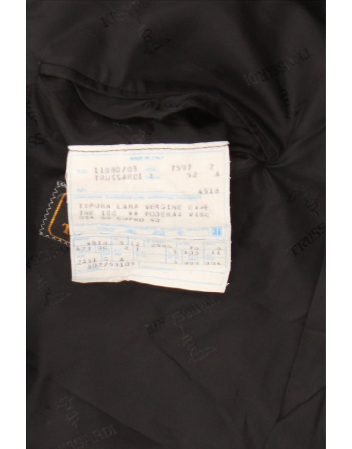 Giacca Blazer Doppiopetto Uomo Trussardi IT 52 XL Lana Vergine Nera