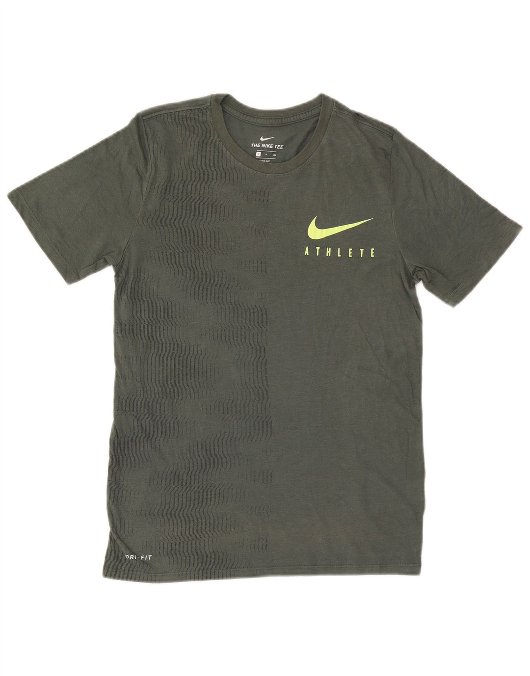 NIKE T-shirt da uomo Dri Fit Top piccolo in poliestere a righe kaki