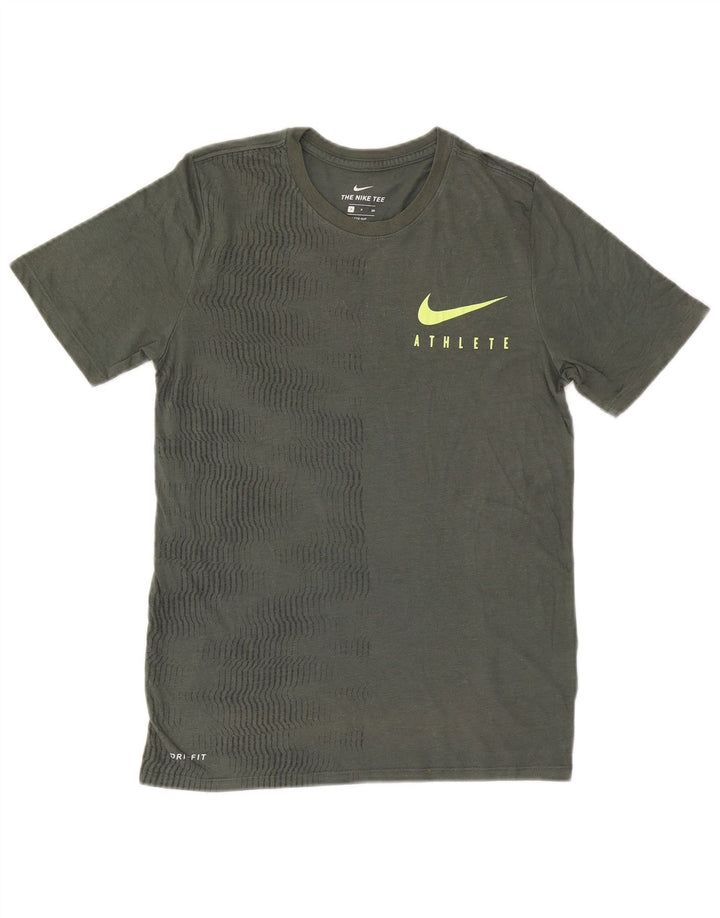 NIKE T-shirt da uomo Dri Fit Top piccolo in poliestere a righe kaki