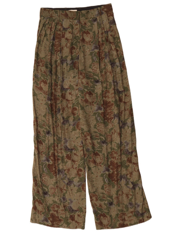 Pantaloni casual a vita alta da donna Jigsaw UK 8 piccoli W28 L30 verde floreale
