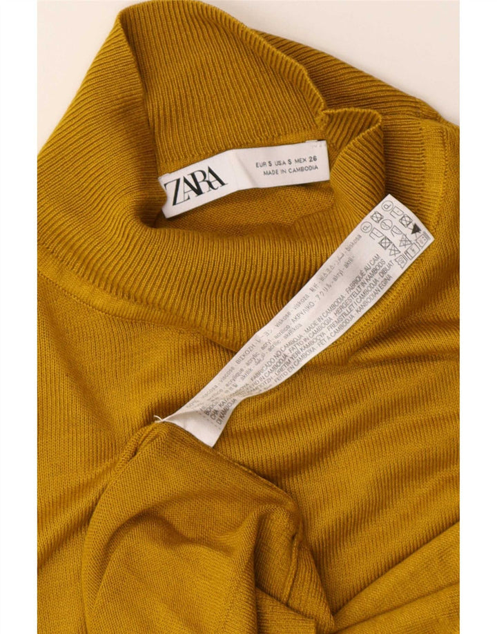 Maglione oversize a collo alto da donna Zara UK 10 piccolo in viscosa gialla
