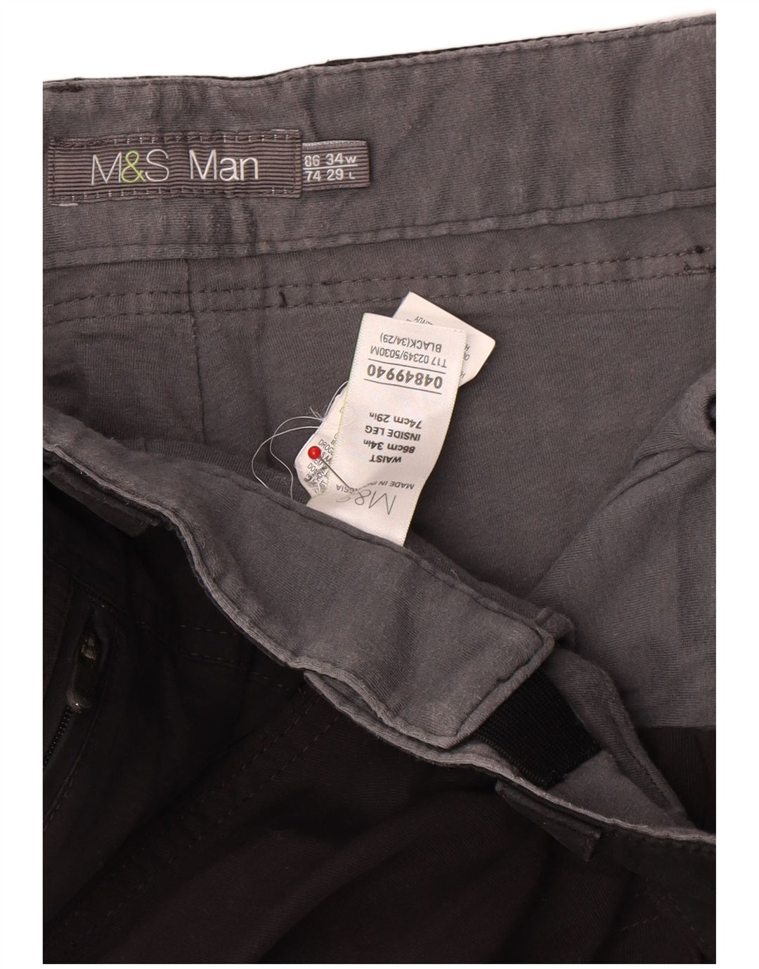 Pantaloni cargo dritti da uomo Marks & Spencer W34 L29 neri in poliammide